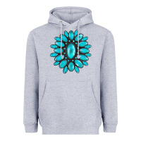 Heather Grey turqoise gemstone Heavyweight Hoodie - AdoDesignShop