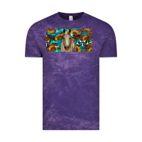 Cloud Purple Horse With Sunflowers Aztec And Cowhide Vintage Tee - RanaPortraitStore