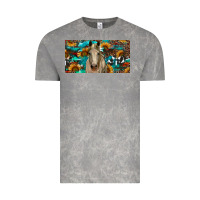 Cloud Rock Horse With Sunflowers Aztec And Cowhide Vintage Tee - RanaPortraitStore