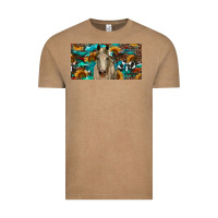 Vintage Coffee Horse With Sunflowers Aztec And Cowhide Vintage Tee - RanaPortraitStore