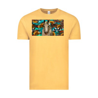 Vintage Mustard Horse With Sunflowers Aztec And Cowhide Vintage Tee - RanaPortraitStore