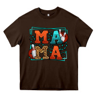 Chocolate Brown Bowling mama leopard frame Mother's Day Heavy Core Tee - LillyAllenDesigns