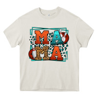 Cream Bowling mama leopard frame Mother's Day Heavy Core Tee - LillyAllenDesigns