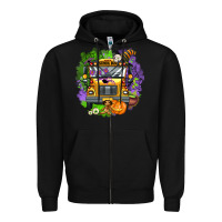 Black halloween school bus Zipper Hoodie - AdoDesignShop