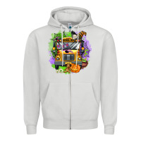 Dove Grey halloween school bus Zipper Hoodie - AdoDesignShop