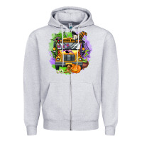 Heather Grey halloween school bus Zipper Hoodie - AdoDesignShop