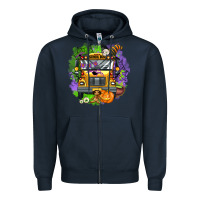 Navy halloween school bus Zipper Hoodie - AdoDesignShop