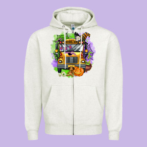 Halloween School Bus Zipper Hoodie Designed By Adodesignshop