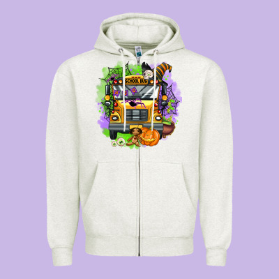 Halloween School Bus Zipper Hoodie Designed By Adodesignshop