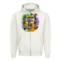 Oatmeal Heather halloween school bus Zipper Hoodie - AdoDesignShop