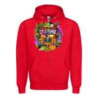 Red halloween school bus Zipper Hoodie - AdoDesignShop