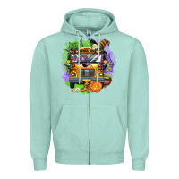 Seafoam halloween school bus Zipper Hoodie - AdoDesignShop