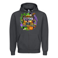 Smoke halloween school bus Zipper Hoodie - AdoDesignShop