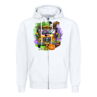 White halloween school bus Zipper Hoodie - AdoDesignShop