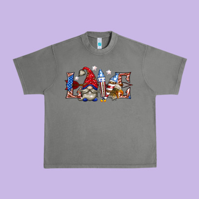 Urban Heavy Tee love 4th july with gnome billie wilder