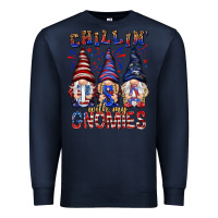 Navy Chilling with my gnomies with usa Premium Sweatshirt - NancyCooperArtShop