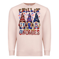 Pale Pink Chilling with my gnomies with usa Premium Sweatshirt - NancyCooperArtShop