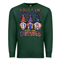 Sports Green Chilling with my gnomies with usa Premium Sweatshirt - NancyCooperArtShop