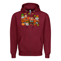 Burgundy fall gnomes truck Zipper Hoodie - AdoDesignShop