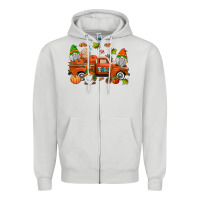 Dove Grey fall gnomes truck Zipper Hoodie - AdoDesignShop