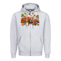 Heather Grey fall gnomes truck Zipper Hoodie - AdoDesignShop