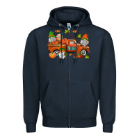 Navy fall gnomes truck Zipper Hoodie - AdoDesignShop