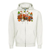 Oatmeal Heather fall gnomes truck Zipper Hoodie - AdoDesignShop