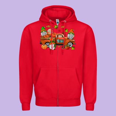 Fall Gnomes Truck Zipper Hoodie Designed By Adodesignshop