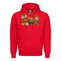 Red fall gnomes truck Zipper Hoodie - AdoDesignShop