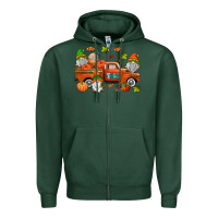 Sports Green fall gnomes truck Zipper Hoodie - AdoDesignShop