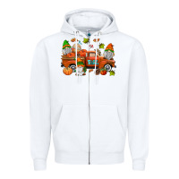 White fall gnomes truck Zipper Hoodie - AdoDesignShop
