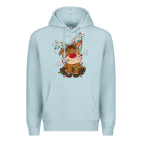 Blue Mist Christmas reindeer Premium Hoodie - MaliasSmallBusiness
