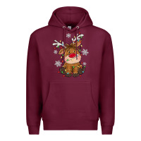 Burgundy Christmas reindeer Premium Hoodie - MaliasSmallBusiness
