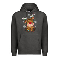 Charcoal Heather Christmas reindeer Premium Hoodie - MaliasSmallBusiness