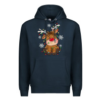 Navy Christmas reindeer Premium Hoodie - MaliasSmallBusiness