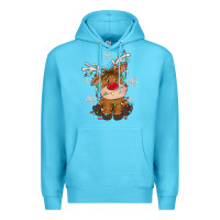Ocean Blue Christmas reindeer Premium Hoodie - MaliasSmallBusiness