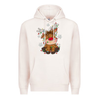 Pale Pink Christmas reindeer Premium Hoodie - MaliasSmallBusiness