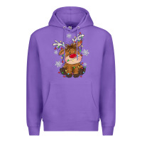 Purple Christmas reindeer Premium Hoodie - MaliasSmallBusiness