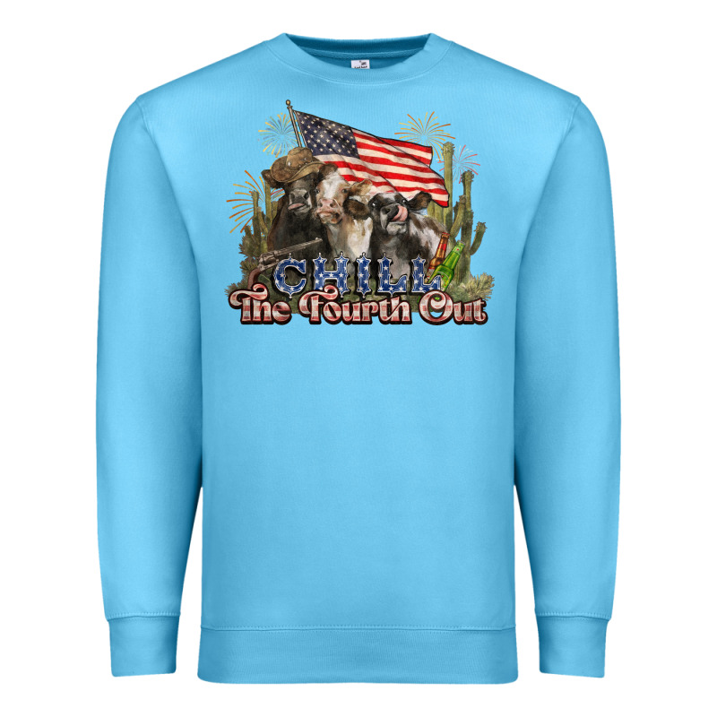 Chill The Fourth Out Cows 4th July America Premium Sweatshirt by NancyCooperArtShop | Teevron