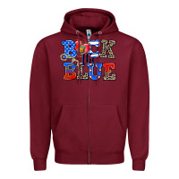Burgundy back the blue Zipper Hoodie - AdoDesignShop