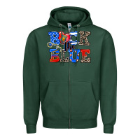 Sports Green back the blue Zipper Hoodie - AdoDesignShop