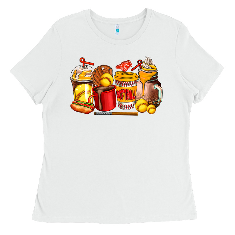 Softball Coffee Cups Ladies Tee by AdoDesignShop | Teevron