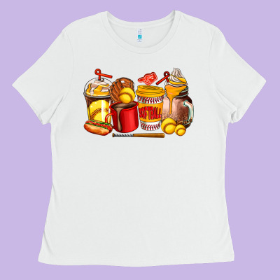 Softball Coffee Cups Ladies Tee Designed By Adodesignshop