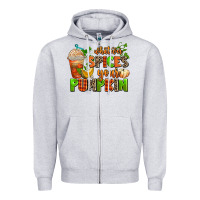 Heather Grey whatever spices your pumpkin Zipper Hoodie - AdoDesignShop