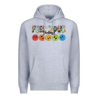 Heather Grey feel your feelings Premium Hoodie - NancyCooperArtShop