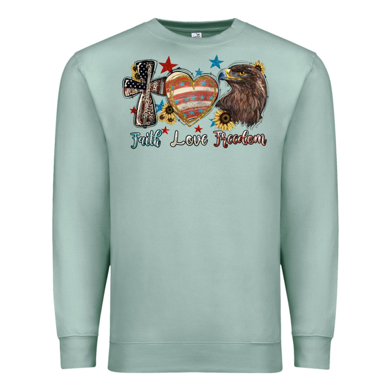 Faith Love Freedom Usa Premium Sweatshirt by NancyCooperArtShop | Teevron