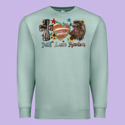 Faith Love Freedom Usa Premium Sweatshirt Designed By Nancycooperartshop