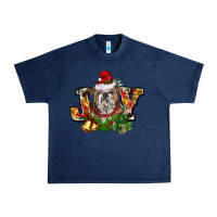 Navy Christmas joy english bulldog Urban Heavy Tee - BarkalooDesign
