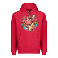 Cardinal cute cow pink flowers and leopard pattern Premium Hoodie - NancyCooperArtShop