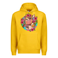 Lemon cute cow pink flowers and leopard pattern Premium Hoodie - NancyCooperArtShop